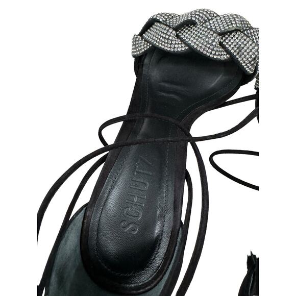 COPY - Schutz Stiletto Heels Braided Rhinestone Open Toe Strappy Glam Elegant S… - Picture 13 of 16